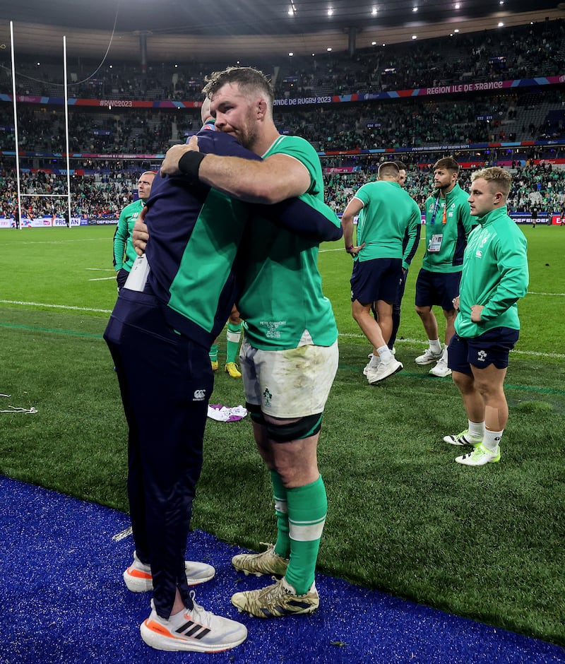 Ireland's Forwards Coach Paul O'Connell and Peter O'Mahony. Photograph: Dan Sheridan/Inpho