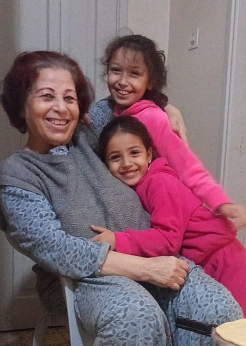 Najwa Alsabbagh and her grandchildren Najwa (8) and Salsabeel (6): Ms Alsabbagh has been approved for entry to Ireland, subject to Israel agreeing to let her leave Gaza. Photograph: Bryan O’Brien

