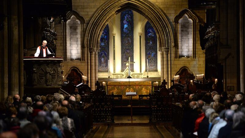 Archbishop of Canterbury Justin Welby at the official launch of the national programme to mark the 150th anniversary of the disestablishment of the Church of Ireland as a state church, in St Patrick’s Cathedral, Dublin, on Saturday. Photograph: Dara Mac Dónaill