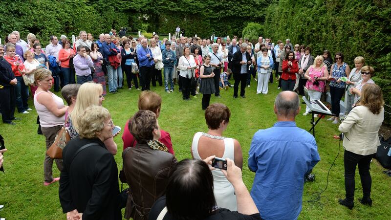 A commemorative service on the grounds of the former Sean Ross Abbey mother and baby home in Roscrea, Co Tipperary, in 2014. Photograph: Dara Mac Dónaill