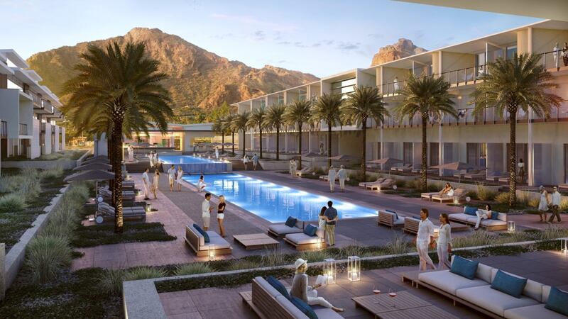 The pool area at the Mountain Shadows hotel, Arizona.