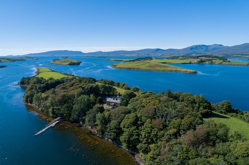 Aerial view of Ross House, which lies on a peninsula in Clew Bay