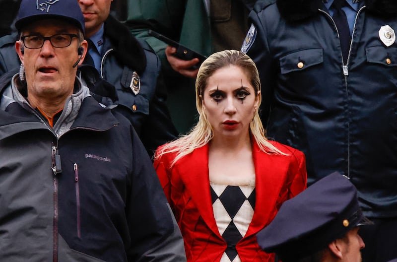 Lady Gaga as Harley Quinn during the shooting of Joker: Folie à Deux in New York. Photograph: Kena Betancur/AFP via Getty Images