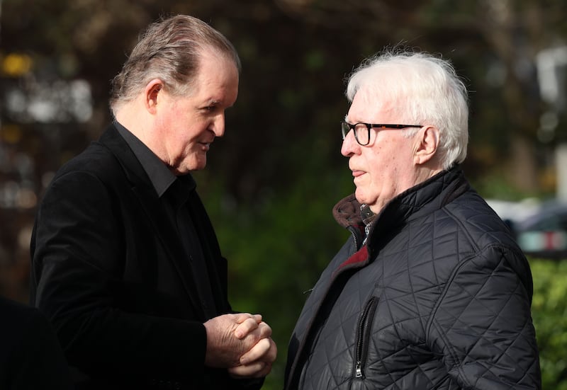 Aengus McAnally and Brendan Balfe at the funeral of Kathleen Watkins. Photograph: Colin Keegan, Collins Dublin