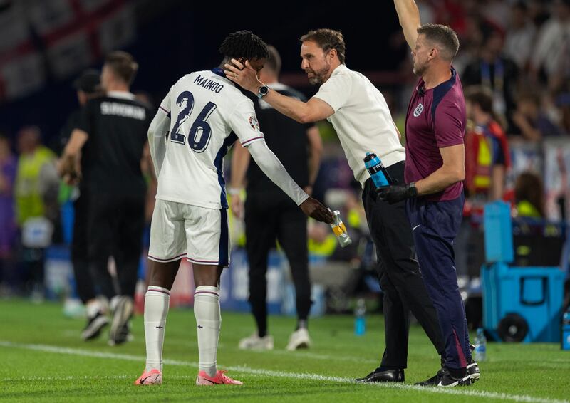 Kobbie Mainoo's performance after coming on as a substitute against Slovenia gave Gareth Southgate a clue as to what he should do next. Photograph: Visionhaus/Getty Images