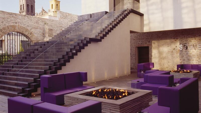 Outdoor lobby at La Purificadora, Mexico