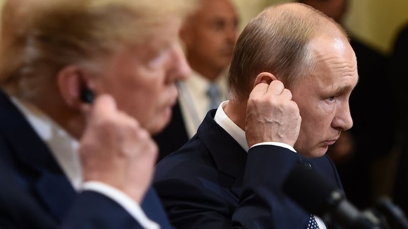 Vladimir Putin declared, and Donald Trump echoed: “Co-operation between our countries has the potential to save hundreds of thousands of lives” in Syria.  Photograph: Brendan Smialowski/AFP/Getty Images