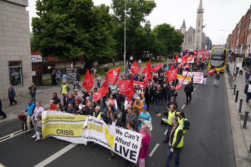 Protesters set off from Parnell Square for the Dublin march. Photograph: Brian Lawless/PA