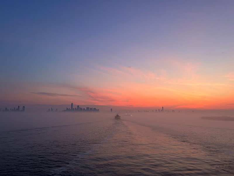 Sailing into Manhattan at dawn. Photograph: Gemma Tipton