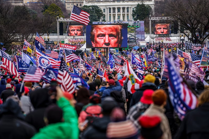 The "Stop the Steal" rally outside the White House in Washington, hours before a pro-Trump mob stormed the Capitol, January 6th, 2021. Photograph: Mark Peterson/The New York Times