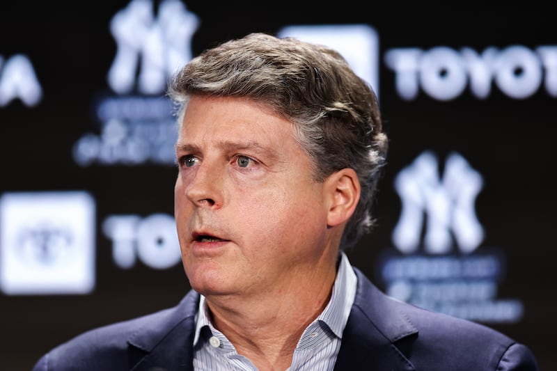 New York Yankees managing partner Hal Steinbrenner, who kept a straight (and hair-free) face as he announced a momentous change of policy. Photograph: Dustin Satloff/Getty Images