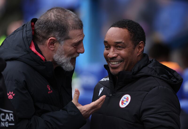 Slaven Bilic, manager of Watford, and Paul Ince, manager of Reading, during their FA Cup third round match in Reading on January 7th, 2023. Photograph: Richard Heathcote/Getty Images