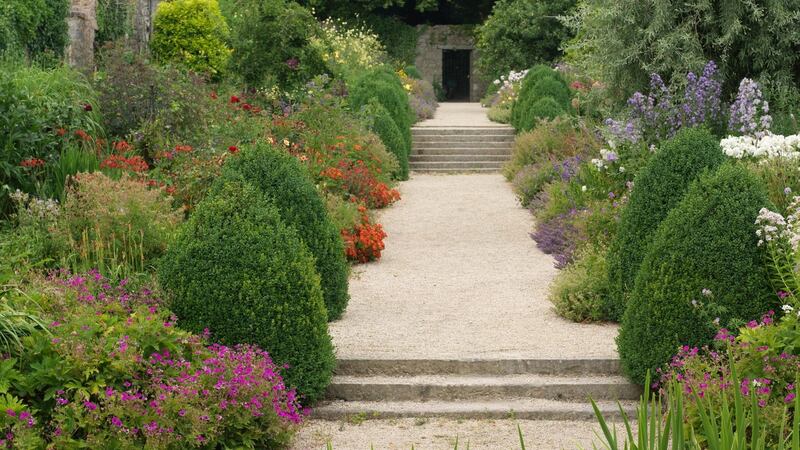 A double herbaceous border at Altamont’s walled garden in Co Carlow, which is managed by nurseryman Robert Miller. Photograph: Richard Johnston