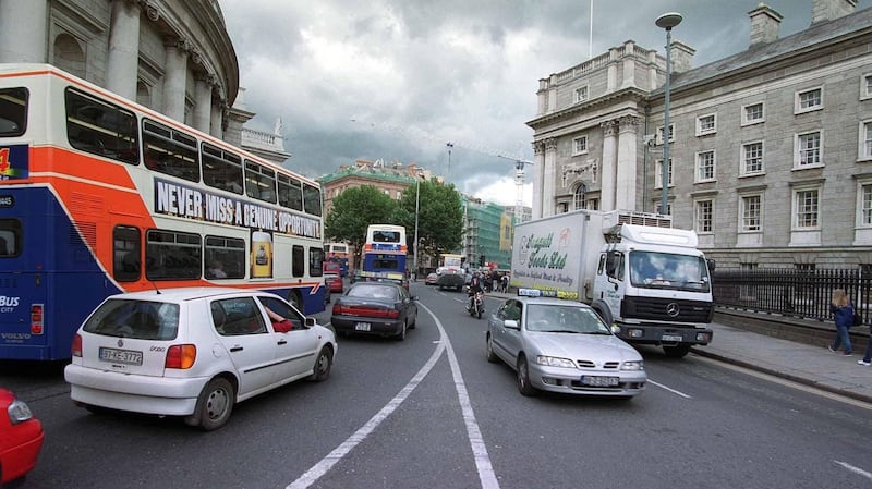 College Green, Dublin: 10 years ago the council lowered speed limits in the shopping and central business area of the city from 50km/h to 30km/h. From 2011 the zone was extended. Photograph: Pat Langan