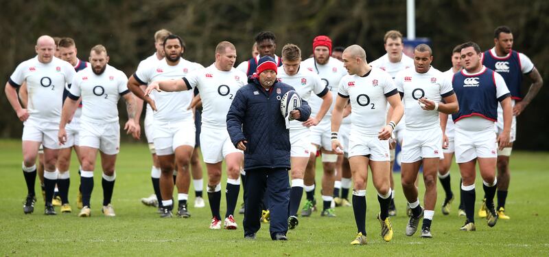 Eddie Jones leads the English team for a training session in 2019 in Bagshot, England. 'I don’t know whether I was too soft in England. Did I get enough out of the players? Probably no, in the end, and that’s why you get the sack.' Photograph: David Rogers/Getty Images