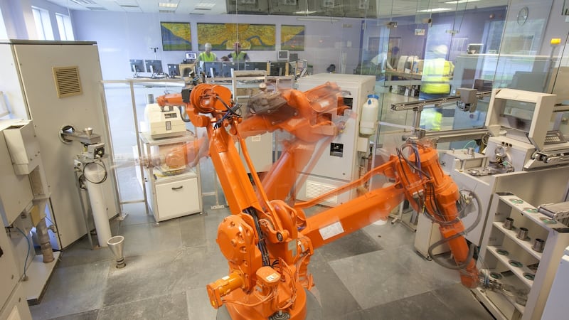 A robot in the Irish Cement facility in  Plantin, Co Meath. Photograph: DAK