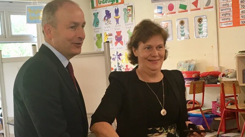 Micheál Martin and his wife, Mary, voting in Cork. Photograph: PA