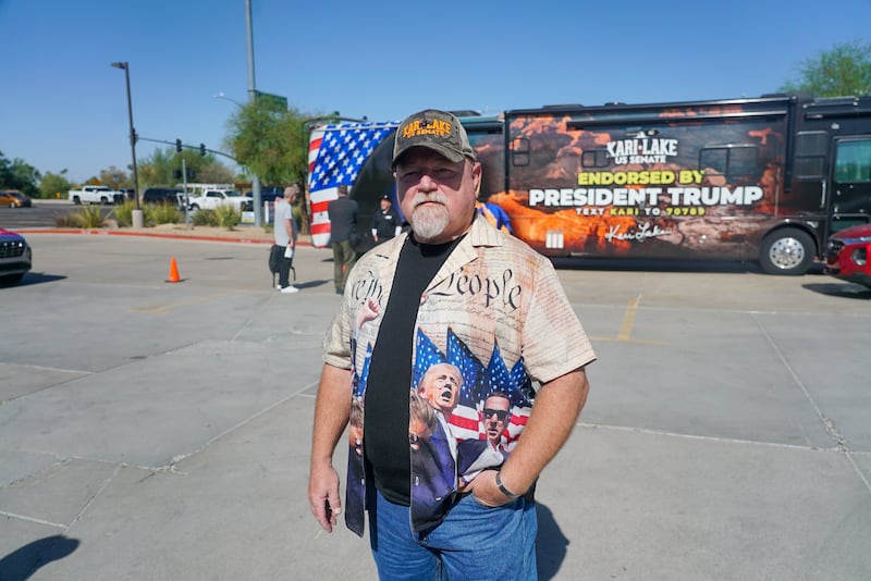 Dean 'The Marine' is working for the Kari Lake campaign for United States Senate and believes border security is the number one issue. Photograph: Enda O'Dowd