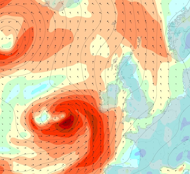 A chart showing wind strangth at 9pm on Thursday. Photograph: Magicseaweed.com