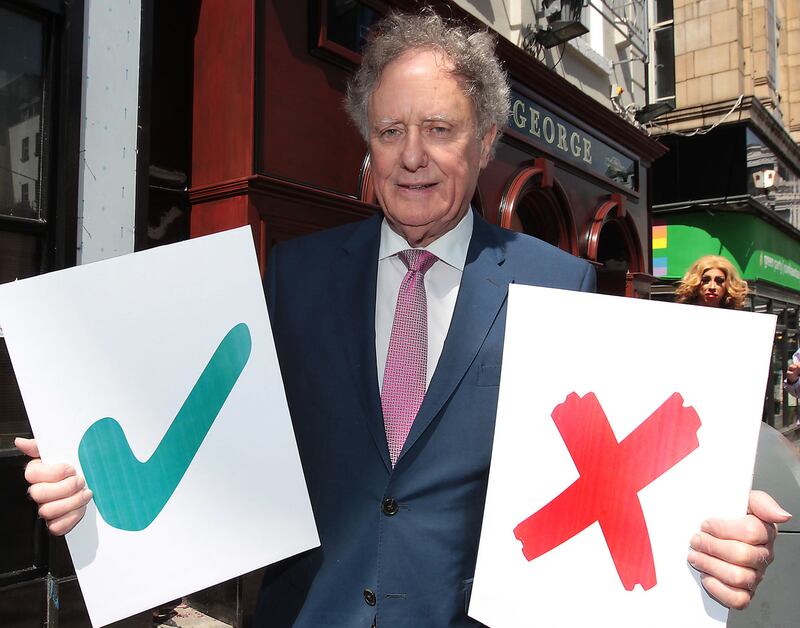 Vincent Browne pictured at the George Bar in Dublin in May 2015 for a publicity shot for TV3’s marriage referendum results special, which took place live from the gay bar. Photograph: Brian McEvoy No Repro fee