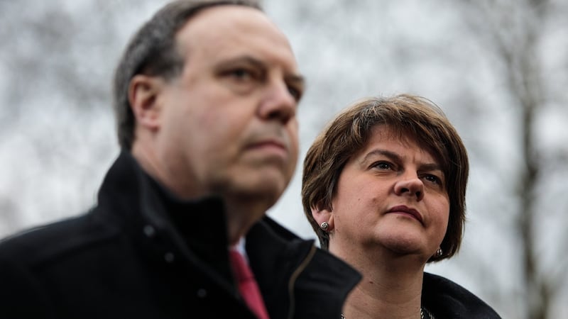 Democratic Unionist Party leader Arlene Foster  and deputy leader Nigel Dodds. Photoraph: Jack Taylor/Getty