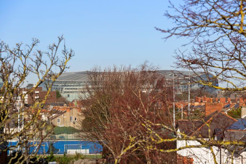 The Aviva Stadium is visible from the terraces