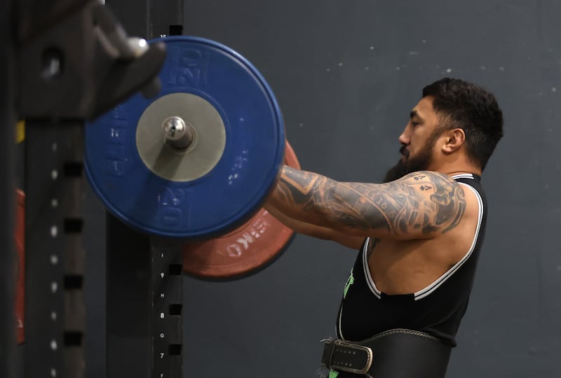 Bundee Aki prepares for the media training session. Photograph: James Crombie/Inpho