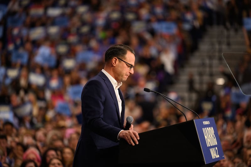 Pennsylvania governor Josh Shapiro. 'Think about this. A guy who wants to lead the greatest nation on earth keeps attacking his fellow Americans. This is a great country.' Photograph: Justin Merriman/AFP