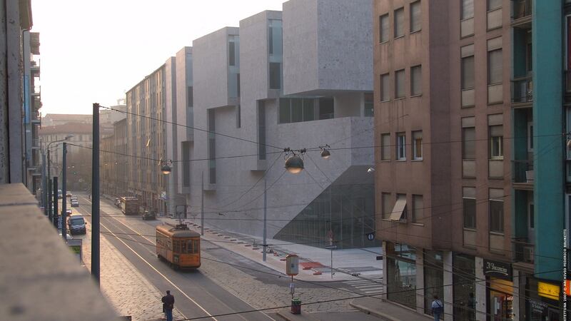 Universita Luigi Bocconi School of Economics Milan, viewed from Viale Bligny. Photograph: Federico Brunetti