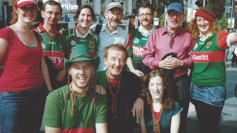 Clan Butler  at the Spire on O’Connell Street ahead of 2006 All Back row: Jo Anne Butler, George Butler, Nora Butler, Fintan Butler, Neal Butler, Shane Butler, Clare Butler. Front: Eoin Butler, Barry Butler (my father), Una Butler.