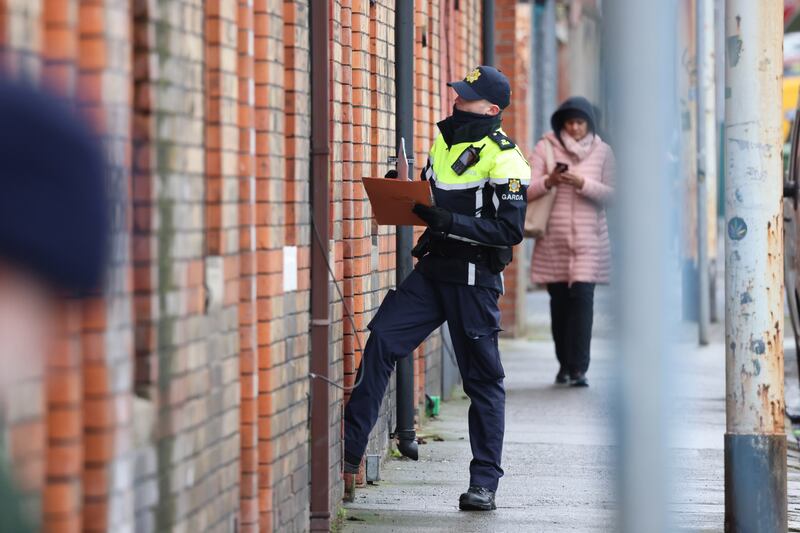 Garda enquiries on Oxmantown Road, Stoneybatter. Photograph: Dara Mac Dónaill