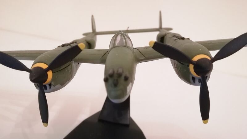 Model of a WW2 P38 Lightning aircraft similar to the one that crashed in a  Castleblayney field in 1942. Photograph: Bryan O’Brien/The Irish Times