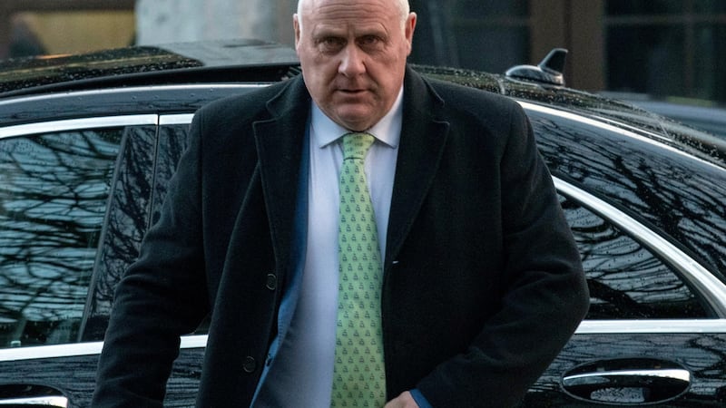 Independent TD Noel Grealish  arriving at court in Co Galway to attend a hearing where he is one of four people accused to have breached Covid restrictions by organising a golf society dinner. Photograph: Andrew Downes/PA Wire