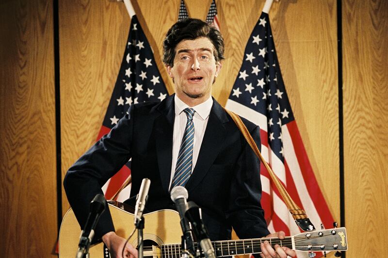 Comic turn: Dermot Morgan as Ronald Reagan, the US president, in 1984. Photograph: RTÉ