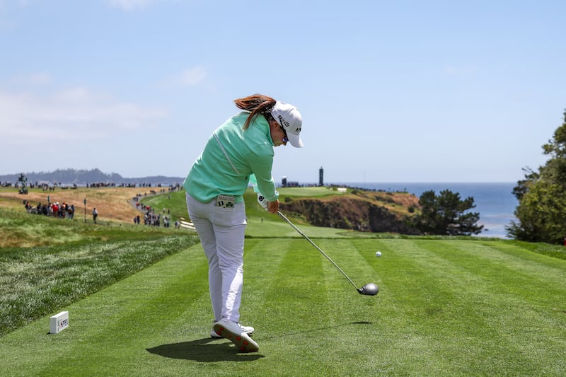 Leona Maguire of Ireland plays her shot from the sixth tee during the third round of the 78th US Women's Open at Pebble Beach. Photograph: Harry How/Getty Images