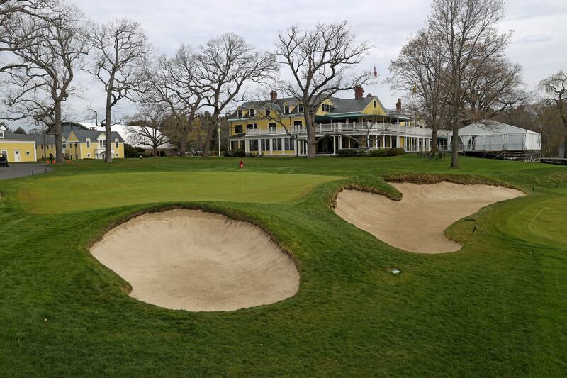 A view of the 18th hole in Brookline. Photograph: David L. Ryan/The Boston Globe via Getty