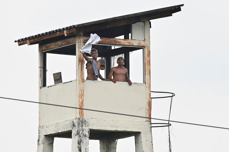 Inmates protest last August to demand the return of gang leader Adolfo Macías to their prison, after he was moved to a different facility. Photograph: AFP via Getty Images