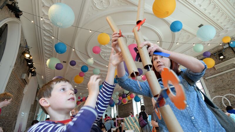 Dyllon and Claire McMahon from Kimmage in Dublin, taking part in an indoor playground with hands-on science, play and curious technology as part of the Festival of Curiosity in 2017. File photograph: Alan Betson/The Irish Times