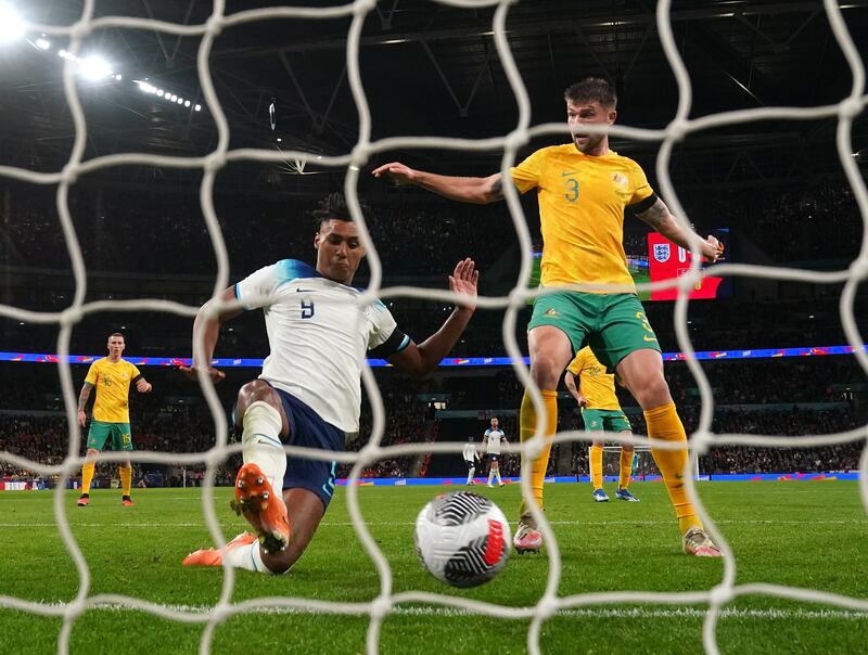 Ollie Watkins scores for England against Australia at Wembley on Friday, during a rare venture out of his house. Photograph: Nick Potts/PA Wire