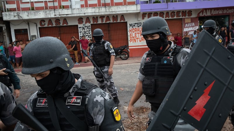 Brazil’s elite ROTAM police force is known for its military culture and hyperviolence. Photograph: Tyler Hicks/The New York Times