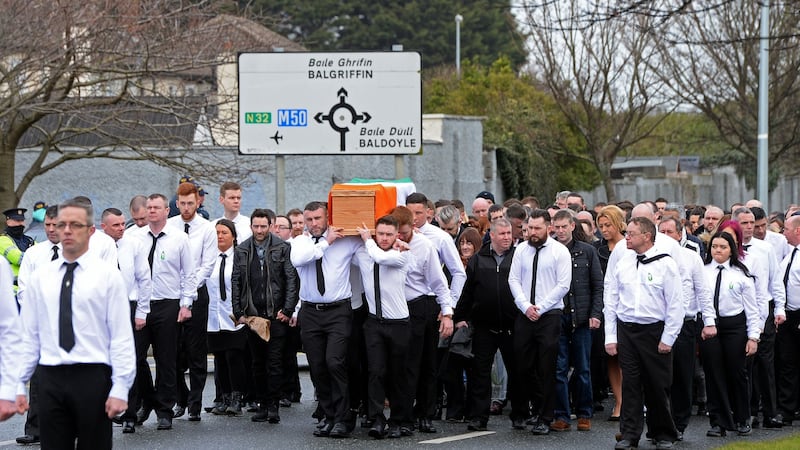 The funeral of dissident republican Vinnie Ryan , at Donaghmede , Co Dublin. Photograph: The Irish Times