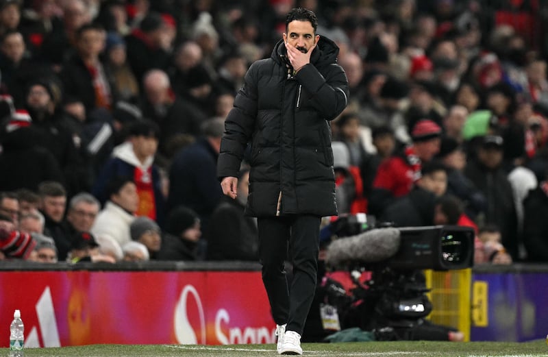 Manchester United head coach Ruben Amorim during the game at Old Trafford. Photograph: Oli Scarff/AFP via Getty Images