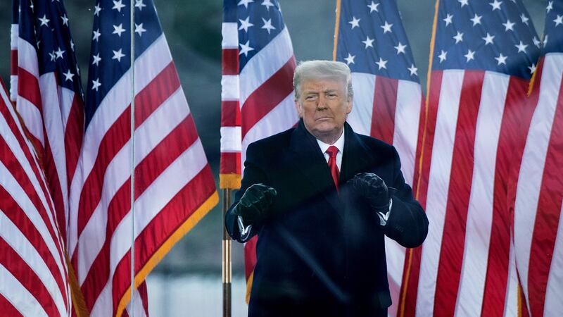 Then US president Donald Trump greeting supporters on the Ellipse near the White House in Washington, DC on January 6th – the day of the storming of the Capitol. Photograph: Brendan Smialowski/AFP via Getty Images