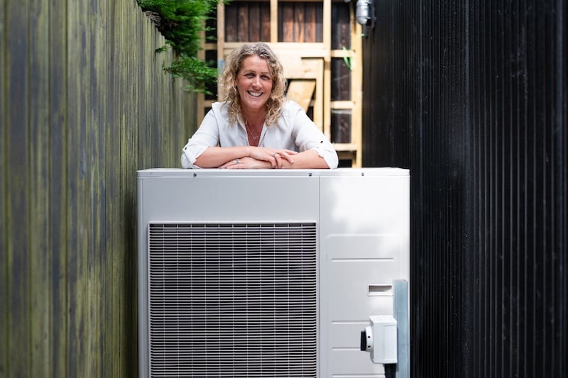 Patricia Power’s heat pump is screened from the main part of the garden but allowing enough room around the device to circulate air