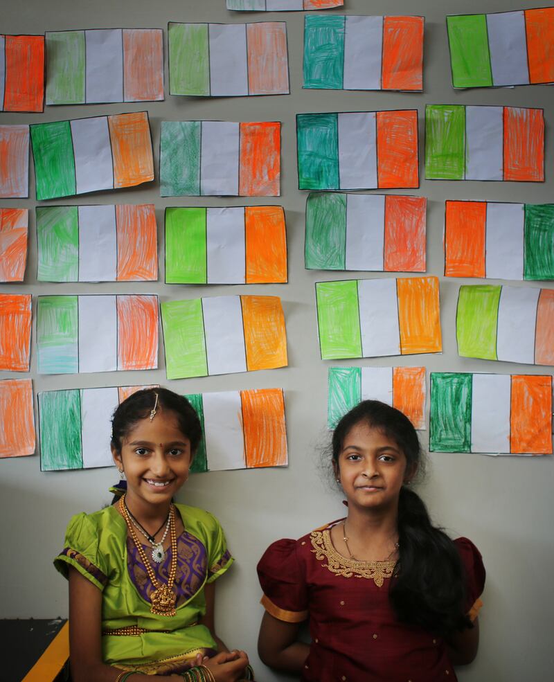 Friends, from left, Deeksha Pradeep Pai (second class) and Andrea Anil (first class) are both from India. Photograph: Bryan O'Brien