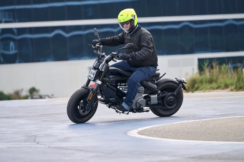 Neil Briscoe testing the BMW CE02 electric motorbike