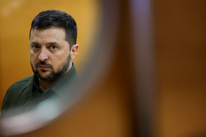 Ukraine's president Volodymyr Zelenskiy at the summit in Granada: 'Russia will attack by information, disinformation, by fakes. The main challenge that we have, all of us, is to save unity in Europe.' Photograph: Juan Medina/AFP