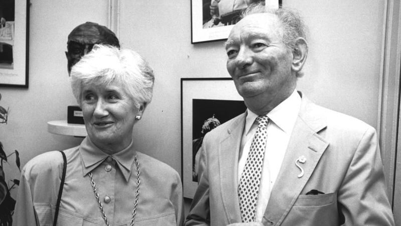 Anne and Brian Friel at the opening of his play Molly Sweeney at the Gate Theatre in Dublin in 1994.