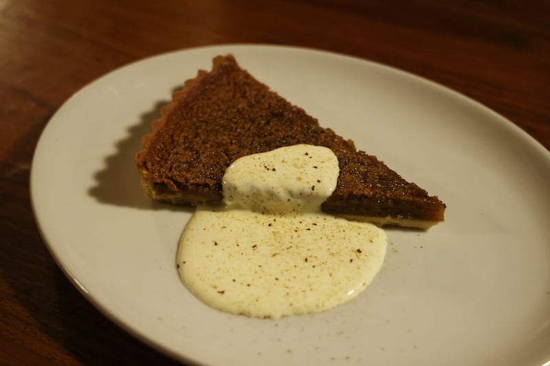 Hera: Brown butter and miso tart with crème fraiche and black lime.. Photograph: Bryan O’Brien