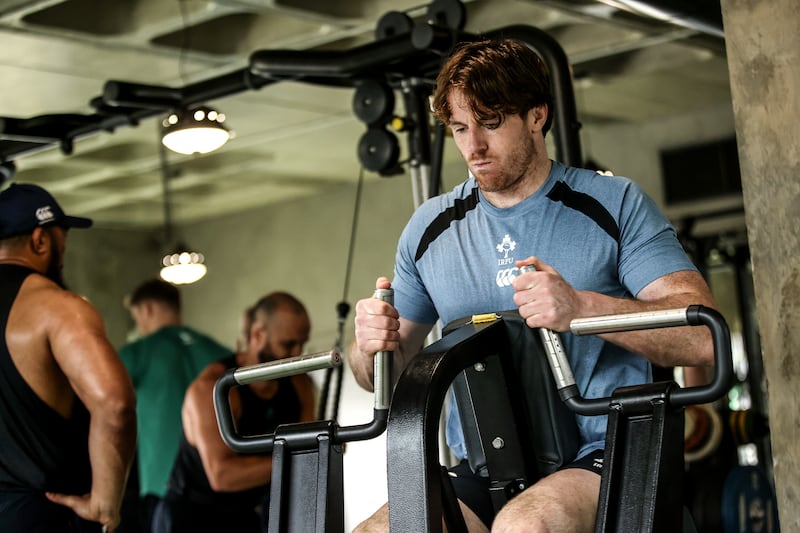 Ryan Baird during an Ireland gym session in Quinta do Lago, Portugal. Photograph: Ben Brady/Inpho